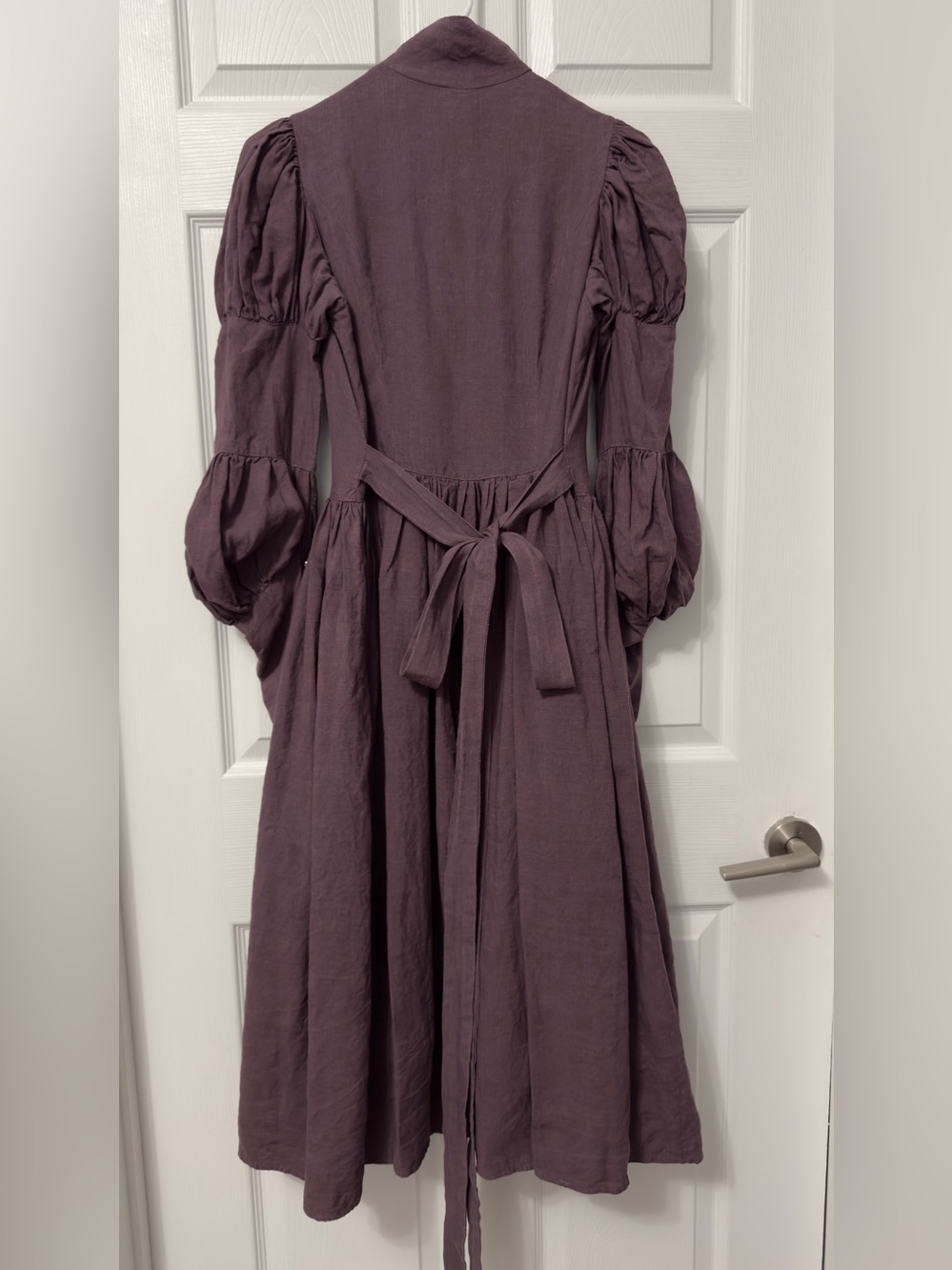 Romantic Long-Sleeve Purple Maxi Dress with Button Front - Picture 10 of 10